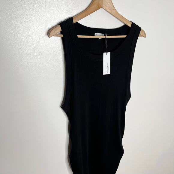 Michael Stars Womens Wren Midi Dress 3X Black Ribbed Side Slit Comfort Casual - Picture 4 of 11